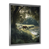 Cows Walking Near A Lake Rural Scene - Cow Living Room Wall Art