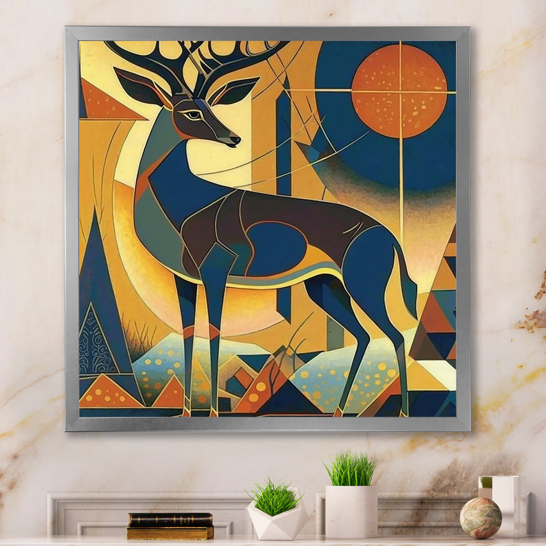 Gracious Deer Retro Geometric - Deer Wall Decor