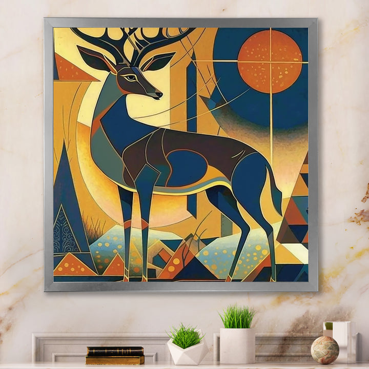 Gracious Deer Retro Geometric - Deer Wall Decor