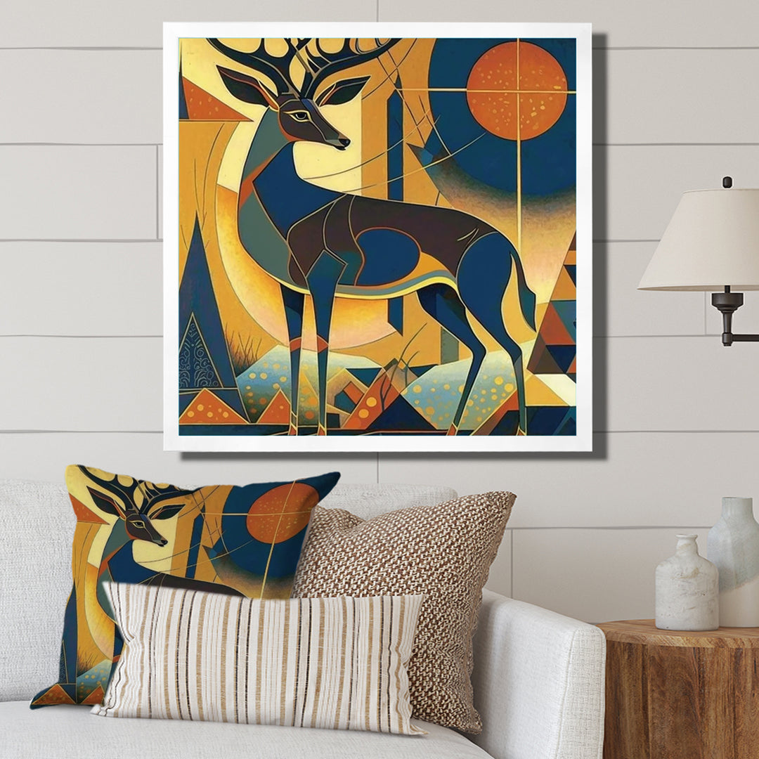 Gracious Deer Retro Geometric - Deer Wall Decor