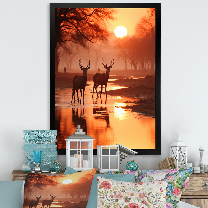 Two Deers At Sunset Nature Photography - Deer Wall Art Prints