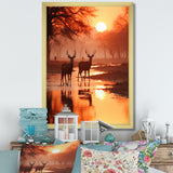 Two Deers At Sunset Nature Photography - Deer Wall Art Prints
