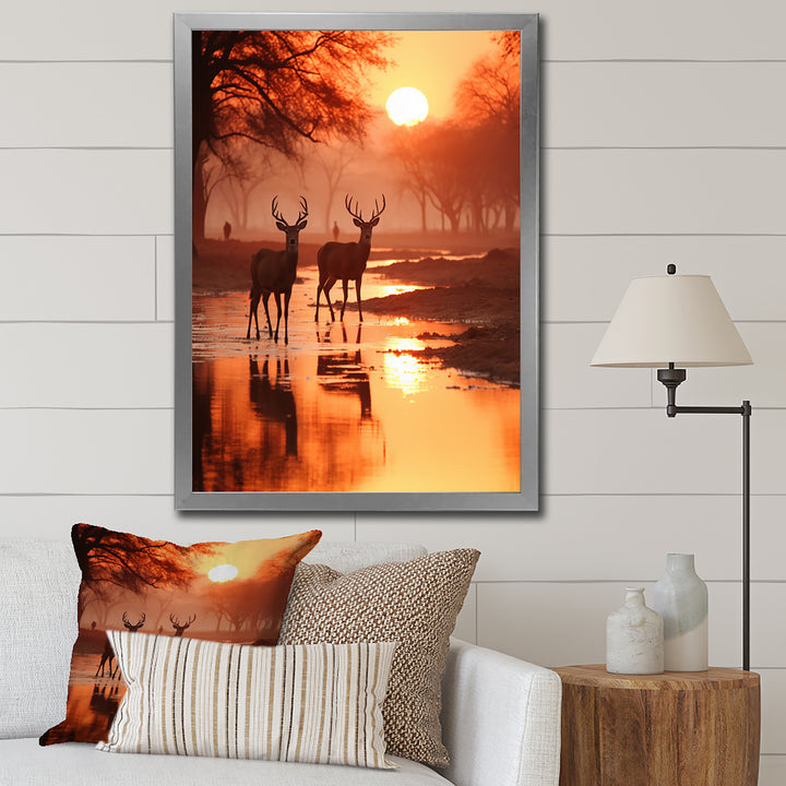 Two Deers At Sunset Nature Photography - Deer Wall Art Prints
