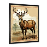 Majestic Deer Retro Illustration - Brown Deer Wall Art