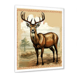 Majestic Deer Retro Illustration - Brown Deer Wall Art
