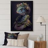Blue Dino Wearing Reptile Suit - Dinosaur Framed Canvas Art