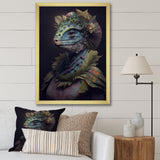 Blue Dino Wearing Reptile Suit - Dinosaur Framed Canvas Art