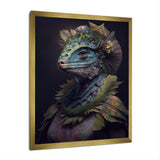 Blue Dino Wearing Reptile Suit - Dinosaur Framed Canvas Art
