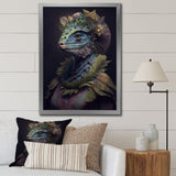 Blue Dino Wearing Reptile Suit - Dinosaur Framed Canvas Art