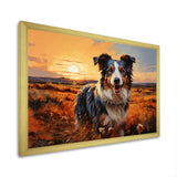 Border Collie Walking Under Golden Horizon - Dog Large Canvas Wall Art