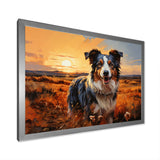 Border Collie Walking Under Golden Horizon - Dog Large Canvas Wall Art