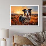 Border Collie Walking Under Golden Horizon - Dog Large Canvas Wall Art