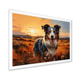 Border Collie Walking Under Golden Horizon - Dog Large Canvas Wall Art
