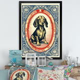 Retro Illustration Of Cute Dachshund - Dog Daschund Living Room Wall Art