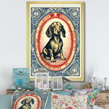 Retro Illustration Of Cute Dachshund - Dog Daschund Living Room Wall Art