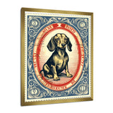 Retro Illustration Of Cute Dachshund - Dog Daschund Living Room Wall Art