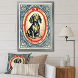 Retro Illustration Of Cute Dachshund - Dog Daschund Living Room Wall Art