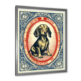 Retro Illustration Of Cute Dachshund - Dog Daschund Living Room Wall Art