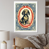 Retro Illustration Of Cute Dachshund - Dog Daschund Living Room Wall Art