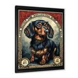 Retro Stamp Illustration Of Cute Dachshund - Dog Daschund Bedroom Wall Art