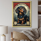 Retro Stamp Illustration Of Cute Dachshund - Dog Daschund Bedroom Wall Art