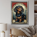 Retro Stamp Illustration Of Cute Dachshund - Dog Daschund Bedroom Wall Art