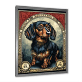 Retro Stamp Illustration Of Cute Dachshund - Dog Daschund Bedroom Wall Art
