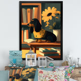 Cute Dachshund With Yellow Sweater On A Chair - Dog Daschund Wall Decor