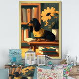 Cute Dachshund With Yellow Sweater On A Chair - Dog Daschund Wall Decor
