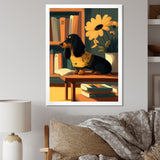 Cute Dachshund With Yellow Sweater On A Chair - Dog Daschund Wall Decor