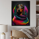 Cool Dachshund In Rainbow Designer Sweater - Dog Daschund Wall Art Prints
