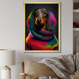 Cool Dachshund In Rainbow Designer Sweater - Dog Daschund Wall Art Prints