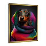 Cool Dachshund In Rainbow Designer Sweater - Dog Daschund Wall Art Prints