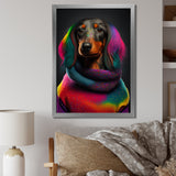 Cool Dachshund In Rainbow Designer Sweater - Dog Daschund Wall Art Prints