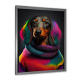 Cool Dachshund In Rainbow Designer Sweater - Dog Daschund Wall Art Prints