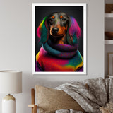 Cool Dachshund In Rainbow Designer Sweater - Dog Daschund Wall Art Prints