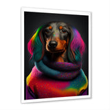 Cool Dachshund In Rainbow Designer Sweater - Dog Daschund Wall Art Prints