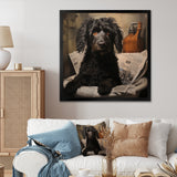 Dog Reading Newspaper On Toilet - Dog Wall Decor