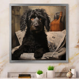 Dog Reading Newspaper On Toilet - Dog Wall Decor