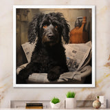 Dog Reading Newspaper On Toilet - Dog Wall Decor