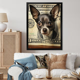 Little Dog On Dollar Bill - Black Dog Wall Art