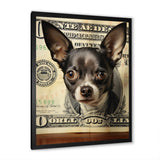 Little Dog On Dollar Bill - Black Dog Wall Art