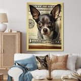 Little Dog On Dollar Bill - Black Dog Wall Art