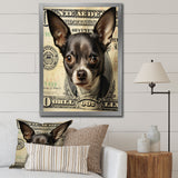 Little Dog On Dollar Bill - Black Dog Wall Art