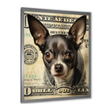 Little Dog On Dollar Bill - Black Dog Wall Art