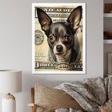 Little Dog On Dollar Bill - Black Dog Wall Art