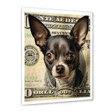 Little Dog On Dollar Bill - Black Dog Wall Art