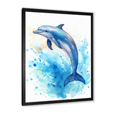 Cute Blue Dolphin Watercolor - Blue Dolphin Wall Art