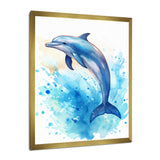 Cute Blue Dolphin Watercolor - Blue Dolphin Wall Art