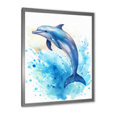 Cute Blue Dolphin Watercolor - Blue Dolphin Wall Art